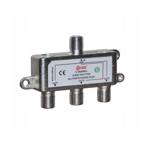 Splitter antenowy 3 drożny 1 wejście 3 wyjścia SAT pasywny Corab 5-2400 Mhz