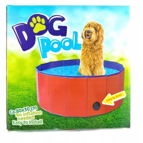 Basen rozporowy okrągły dla psa kota DOG POOL 80 x 30 cm Mocny Czerwony