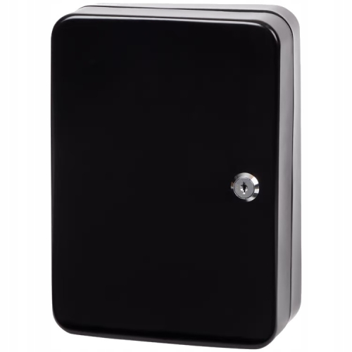 Szafka na klucze zamykana Metalowa12 haków półka kieszeń 25x18x7.5cm CZARNA