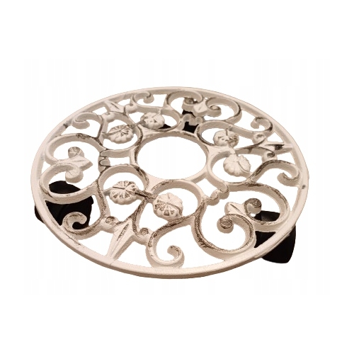 Podstawka pod doniczkę na kołkach metalowa żeliwna BIAŁA Home Accents 25 cm