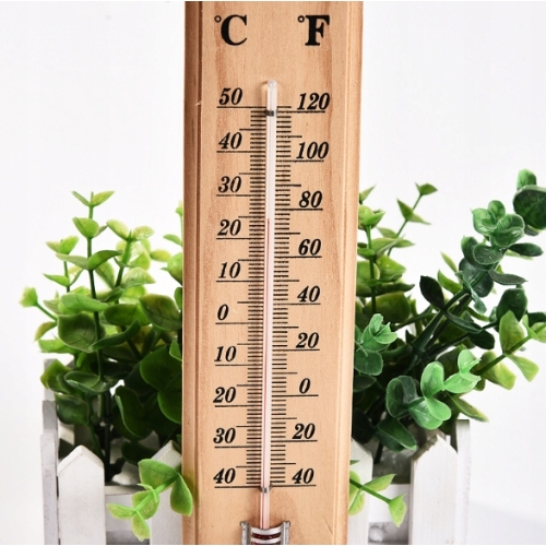 Drewniany termometr ścienny HOME ACCENTS 25x6 CM WEWNĘTRZNY ZEWNĘTRZNY