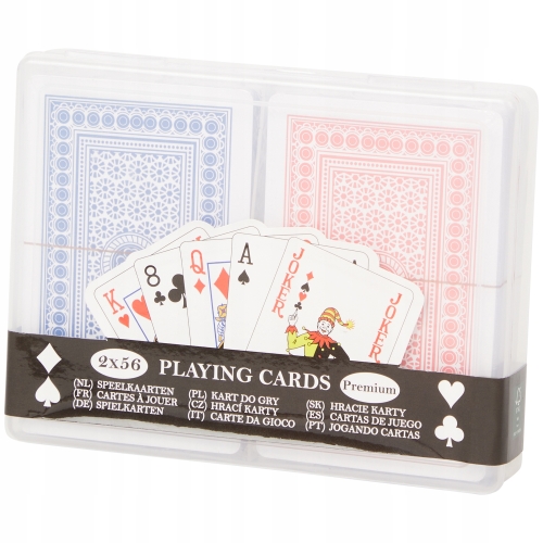 Karty do gry plastikowe w etui 2 talie w pudełku poker remik pasjans tysiąc