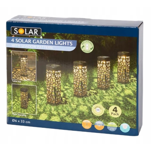 LAMPY SOLARNE OGRODOWE WBIJANE W ZETAWIE 4 SZTUKI CZARNE ORIENTALNY WZÓR 01