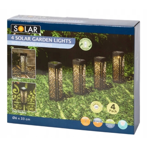 LAMPY SOLARNE OGRODOWE WBIJANE W ZETAWIE 4 SZTUKI CZARNE ORIENTALNY WZÓR 01
