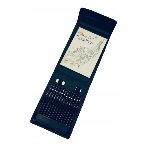 Zestaw kreatywny 23 elementy Szkicownik Gumka Piórnik Ołówki Temperówka