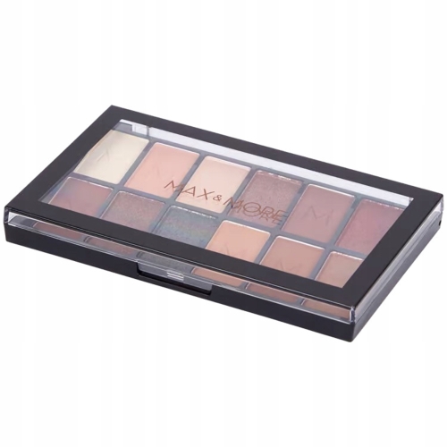 PALETA Max&More KASETKA 12 KOLORÓW Zestaw CIENI do powiek i makijażu VEGAN