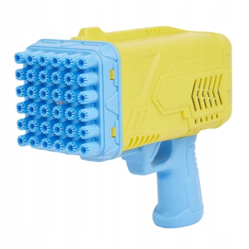 Pistolet na bańki mydlane ze światłem + płyn 100 ml 36 dysz robiących bańki