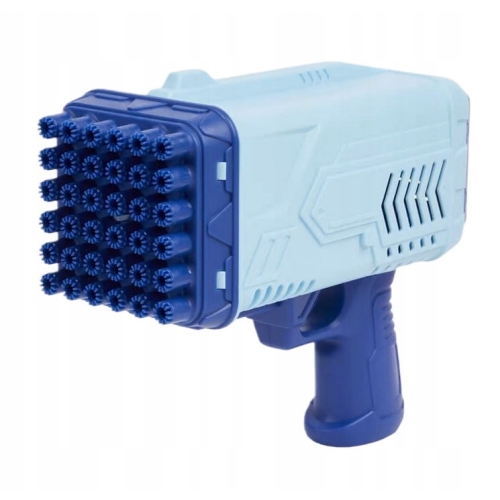Pistolet na bańki mydlane ze światłem + płyn 100 ml 36 DYSZ ROBIĄCYCH BAŃKI