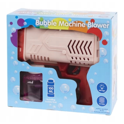 Pistolet na bańki mydlane ze światłem płyn 100 ml Różowy 36 dysz do baniek