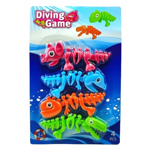 ZABAWKI DO NAUKI NURKOWANIA W WODZIE KOLOROWE DINOZAURY 4 SZT DIVING GAME