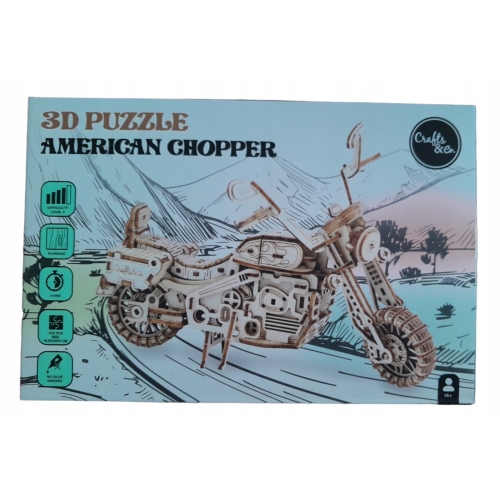Drewniane puzzle 3D Motor American Chopper 232 Elementy Zrób to sam DIY