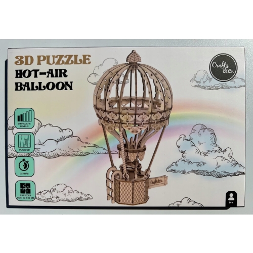 Drewniane puzzle 3D Balon HOT-AIR Ballon 113 Elementów Zrób to sam DIY