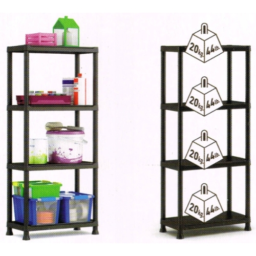 REGAŁ MAGAZYNOWY 125KG PLASTIKOWY 4 PÓŁKI WYTRZYMAŁY 60 x 30 x 138 cm