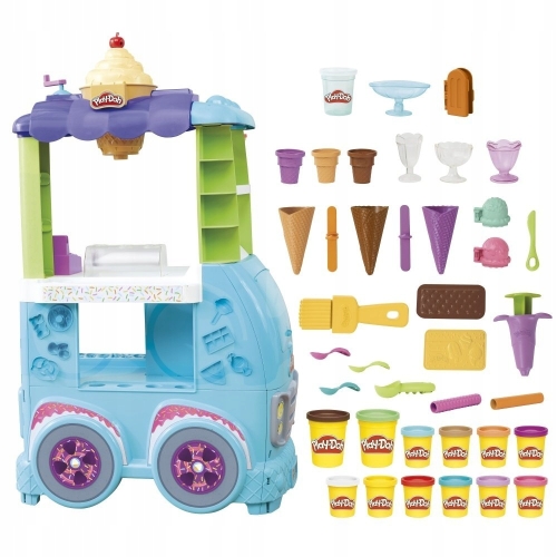 Play-Doh Ciastolina Zestaw Wielka Lodziarnia Na Kółkach F1039 33 elementy