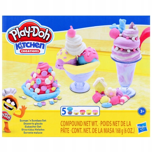 CIASTOLINA PLAY-DOH KUCHENNE KREACJE ROBIMY DESERY LODOWE LODY 5 TUB F7275