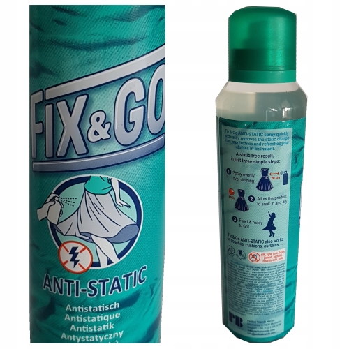 Spray firma Fix&Go żelazko ANTYSTATYCZNY płyn do ubrań 200 ml zielona butla