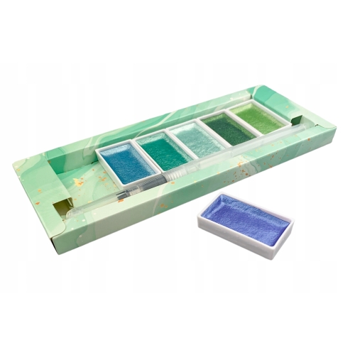 ZESTAW FARB AKWARELOWE METALICZNE WODNE ZIELEŃ FIOLET ORANGE KOLORY 18 SZT.