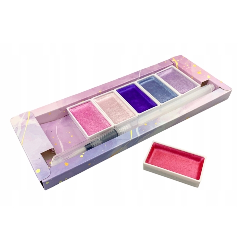 ZESTAW FARB AKWARELOWE METALICZNE WODNE ZIELEŃ FIOLET ORANGE KOLORY 18 SZT.