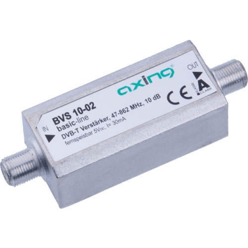 Wzmacniacz liniowy DVB-T 10dB 5V 47-862 MHz firma Axing model BVS 10-02