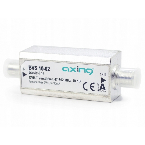 Wzmacniacz liniowy DVB-T 10dB 5V 47-862 MHz firma Axing model BVS 10-02