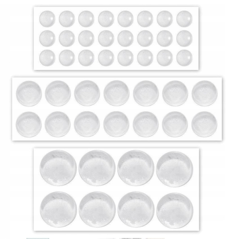 Odbojniki Gumowe Silikonowe Samoprzylepne Przeźroczyste Zestaw 46 sztuk