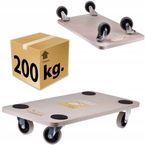 PLATFORMA WÓZEK TRANSPORTOWY 4 KOŁA na MAGAZYN do MEBLI UDŹWIG 200 kg Jasna