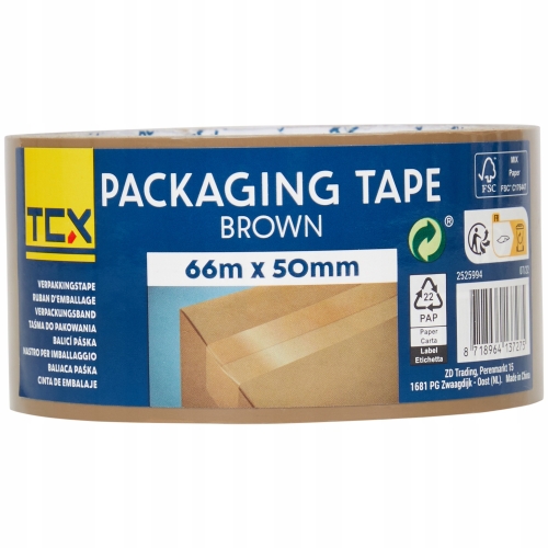TAŚMA DO PAKOWANIA SUPER MOCNA UNIWERSALNA BRĄZOWA SILNA 66 mb x 50 mm Tex