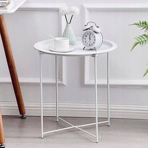 STOLIK KAWOWY OKRĄGŁY SKŁADANY METALOWY LOFT 46 CM ZDEJMOWANY BLAT BRĄZOWY