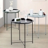 STOLIK KAWOWY OKRĄGŁY SKŁADANY METALOWY LOFT 46 CM ZDEJMOWANY BLAT BIAŁY