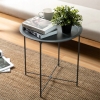 STOLIK KAWOWY OKRĄGŁY SKŁADANY METALOWY LOFT 46 CM ZDEJMOWANY BLAT BIAŁY