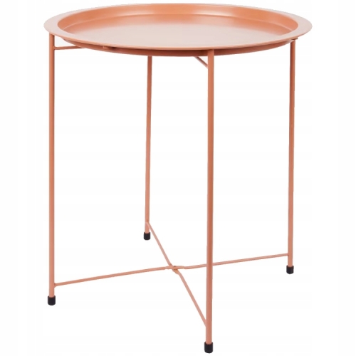 STOLIK KAWOWY OKRĄGŁY SKŁADANY METALOWY LOFT 46 CM ZDEJMOWANY BLAT BIAŁY
