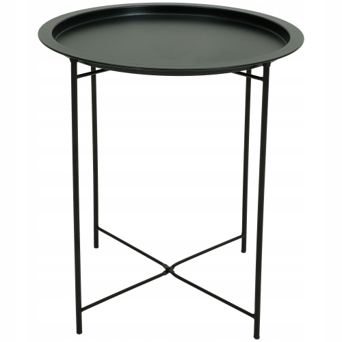 STOLIK KAWOWY OKRĄGŁY SKŁADANY METALOWY LOFT 46 CM ZDEJMOWANY BLAT BIAŁY