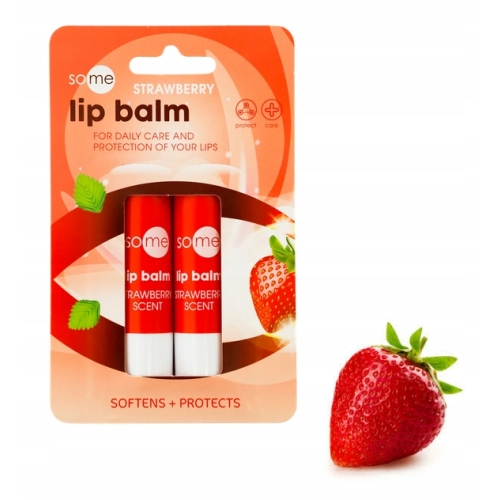 Balsam nawilżający szminka do ust Truskawkowa ochronna Vegan 2 sztuki Red
