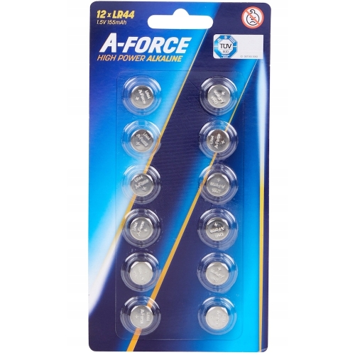 Bateria alkaliczna guzikowa LR44 AG13 A-Force 1,5V zestaw blister 12 sztuk