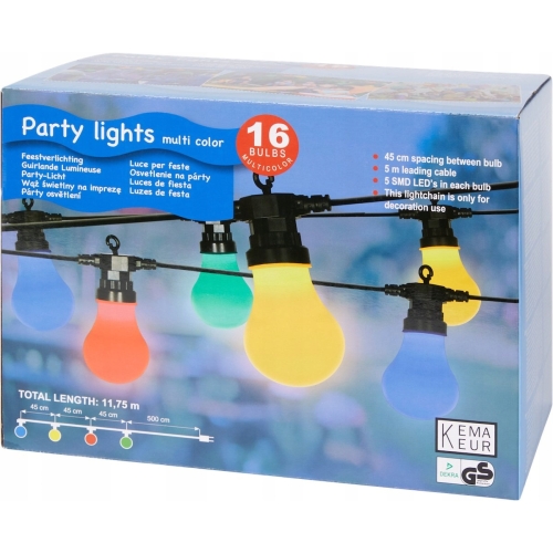 GIRLANDA OGRODOWA NA PARTY IMPREZY URODZINY KOLOROWA 16 LAMPEK MULTI COLOR