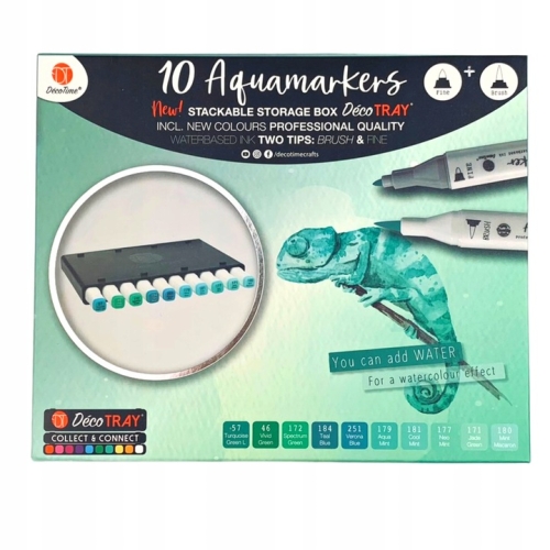 Markery akwarelowe wodne podwójne 50 sztuk DecoTime Kaseta Box kolory 01-0