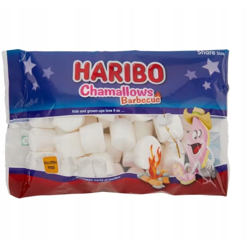Pianki BARBECUE Chamallows Haribo BBQ GRILL OGNISKO MEGA PAKA VANILIA 300g