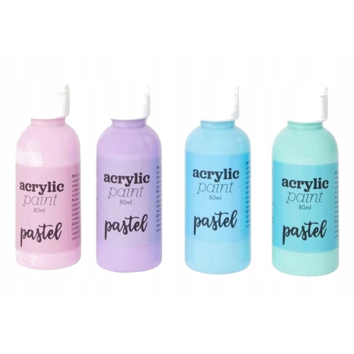 Farby akrylowe Avec B.V. ZESTAW 4 SZTUKI x 80 ml pastelowe RÓŻNE MIX KOLORY