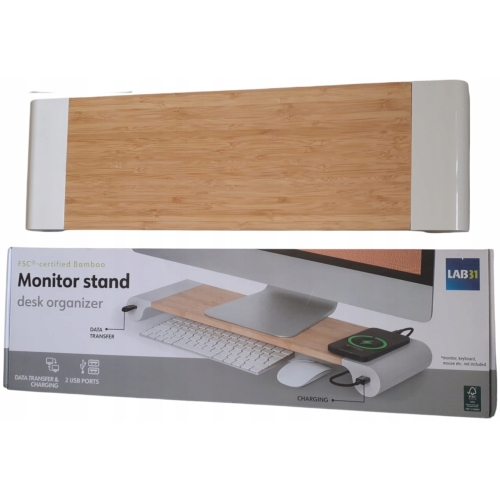 Stojak podstawka na monitor 17 x 55 cm Lab31 2 x port usb + 1x port usb c