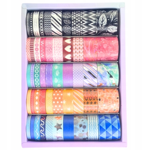 Zestaw taśm washi Avec 50 SZT MIX KOLORÓW do ozdabiania prac kreatywnych