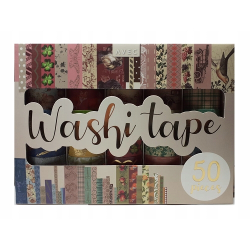 Zestaw taśm washi Avec do ozdabiania prac kreatywnych 50 SZT MIX KOLORÓW