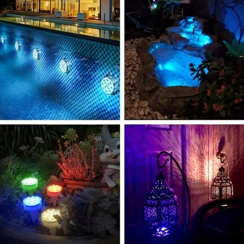 OŚWIETLENIE BASENU LAMPKI DO AKWARIUM 2 SZT WODOODPORNE IPX8 LED PILOT RGB