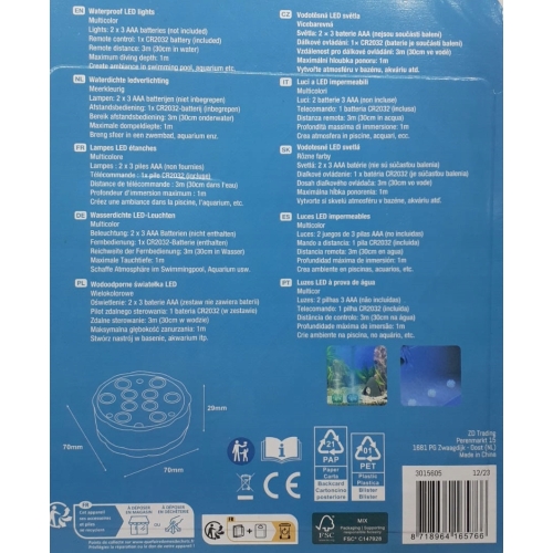 OŚWIETLENIE BASENU LAMPKI DO AKWARIUM 2 SZT WODOODPORNE IPX8 LED PILOT RGB