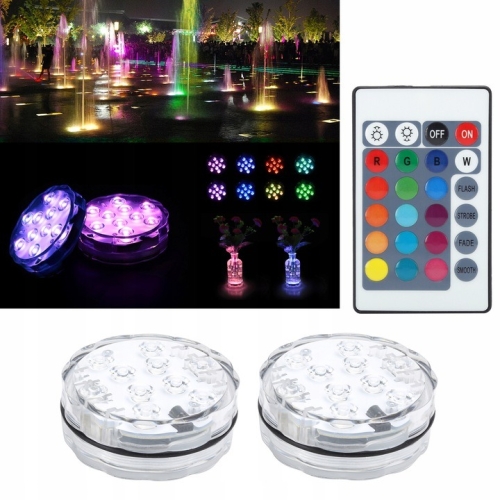 OŚWIETLENIE BASENU LAMPKI DO AKWARIUM 2 SZT WODOODPORNE IPX8 LED PILOT RGB