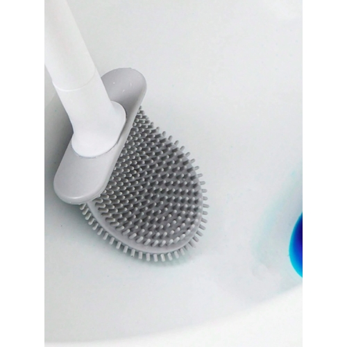 SZCZOTKA TOALETOWA SILIKONOWA ELASTYCZNA PODWIESZANA Z MOCOWANIEM WC SZARA