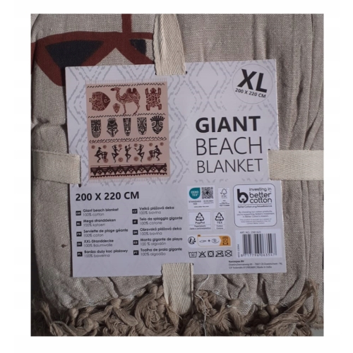 BAWEŁNIANY KOC NARZUTA RĘCZNIK PLAŻOWY na wakacje XXL 200x220 100% bawełna