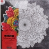PŁÓTNO Z PRINTEM KWIATOWYM Z BROKATEM 29x29 W KOLORZE CZARNYM DUŻY flowers