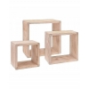 Zestaw 3 x Półka z drewna Cube wisząca Home Accents 23/25/28 x 12 cm brzoza