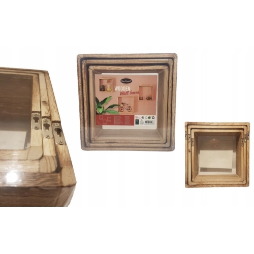 Zestaw 3 x Półka z drewna Cube wisząca Home Accents 23/25/28 x 12 cm brzoza
