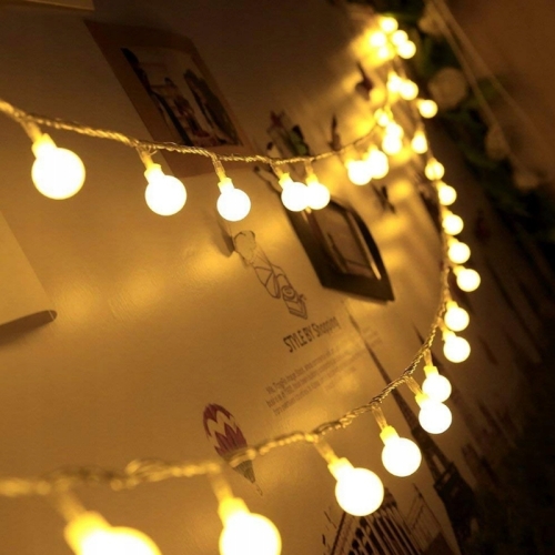 LAMPKI ZEWNĘTRZNE OGRODOWE GIRLANDA 50 kulek LED BIAŁE CIEPŁE 15 mb 1500 cm